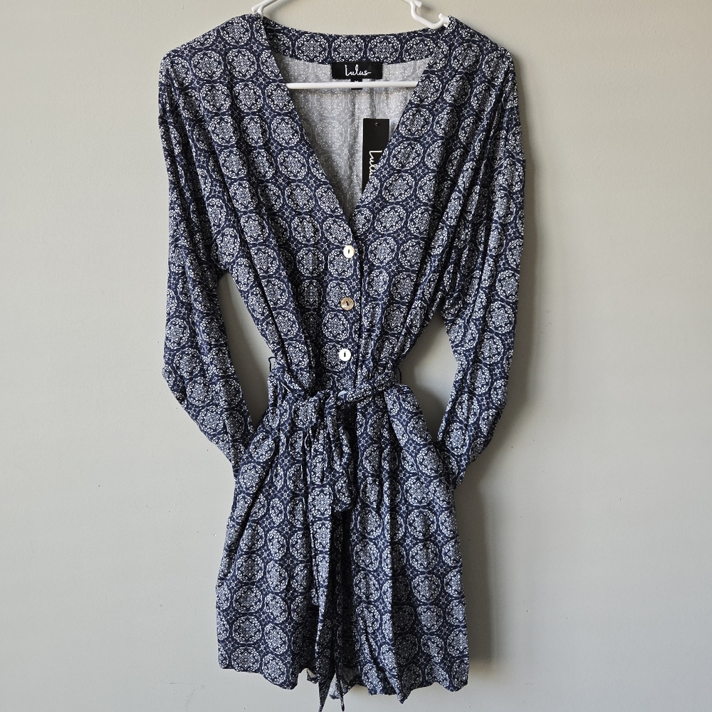Lulu's Blue Patterned Romper